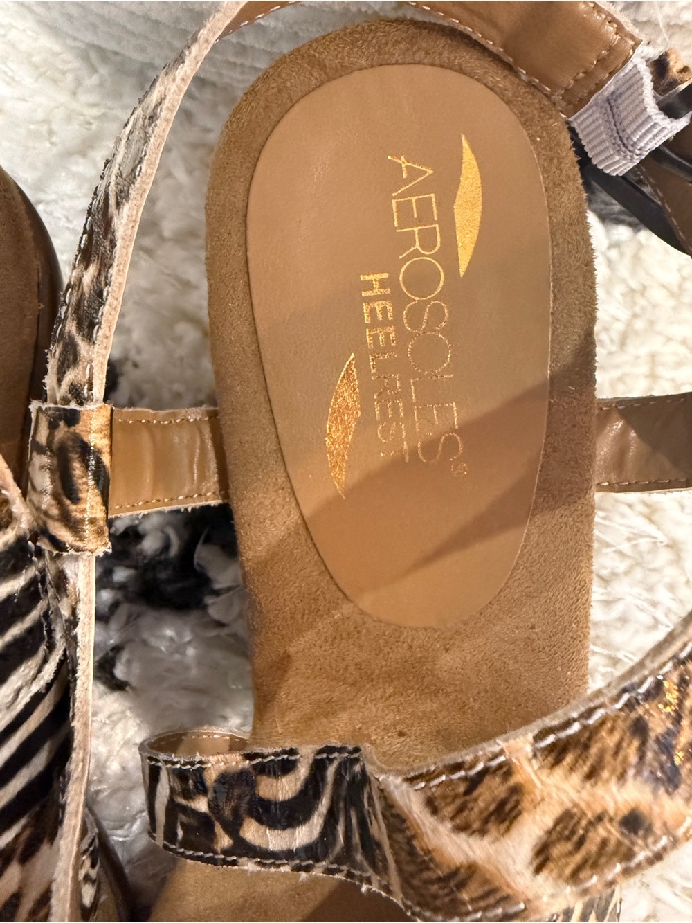 Aerosoles Heel Rest Mixed Animal Print Strappy Slingback Sandals Size 9 - Picture 4 of 11